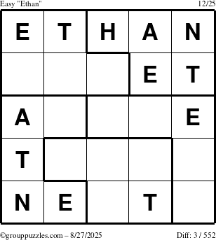 The grouppuzzles.com Easy Ethan puzzle for Wednesday August 27, 2025
