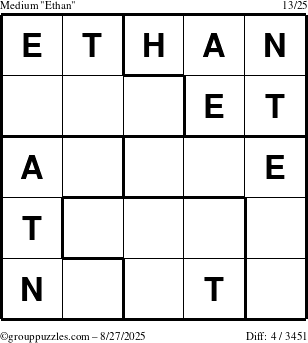The grouppuzzles.com Medium Ethan puzzle for Wednesday August 27, 2025