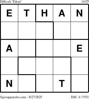 The grouppuzzles.com Difficult Ethan puzzle for Wednesday August 27, 2025