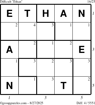 The grouppuzzles.com Difficult Ethan puzzle for Wednesday August 27, 2025 with all 4 steps marked