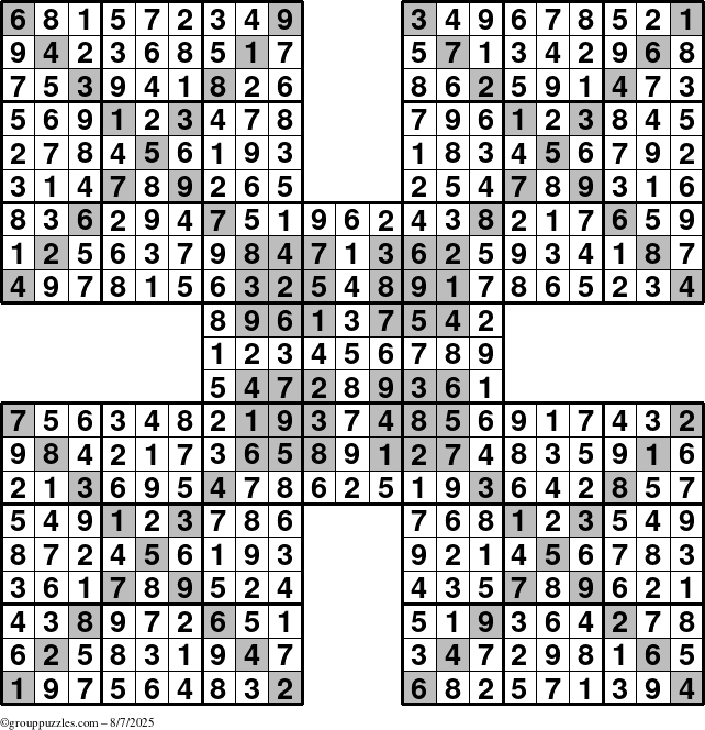 The grouppuzzles.com Answer grid for the cover-HyperXtreme puzzle for Thursday August 7, 2025
