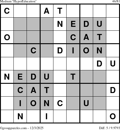 The grouppuzzles.com Medium HyperEducation-i23 puzzle for Wednesday December 3, 2025