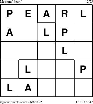 The grouppuzzles.com Medium Pearl puzzle for Friday June 6, 2025