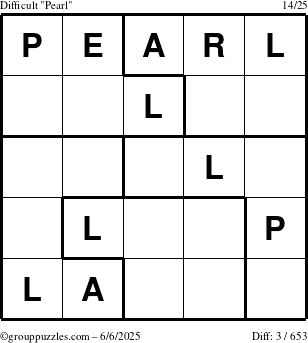 The grouppuzzles.com Difficult Pearl puzzle for Friday June 6, 2025