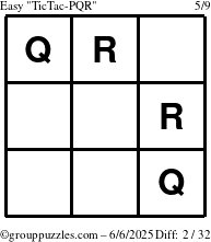 The grouppuzzles.com Easy TicTac-PQR puzzle for Friday June 6, 2025