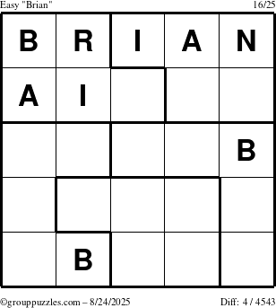 The grouppuzzles.com Easy Brian puzzle for Sunday August 24, 2025