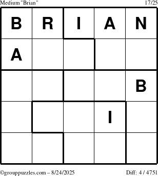 The grouppuzzles.com Medium Brian puzzle for Sunday August 24, 2025