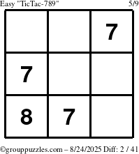 The grouppuzzles.com Easy TicTac-789 puzzle for Sunday August 24, 2025