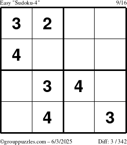 The grouppuzzles.com Easy Sudoku-4 puzzle for Tuesday June 3, 2025