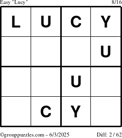 The grouppuzzles.com Easy Lucy puzzle for Tuesday June 3, 2025