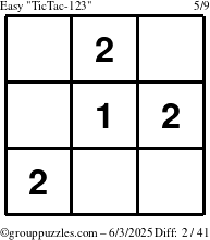 The grouppuzzles.com Easy TicTac-123 puzzle for Tuesday June 3, 2025