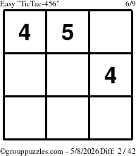 The grouppuzzles.com Easy TicTac-456 puzzle for Friday May 8, 2026